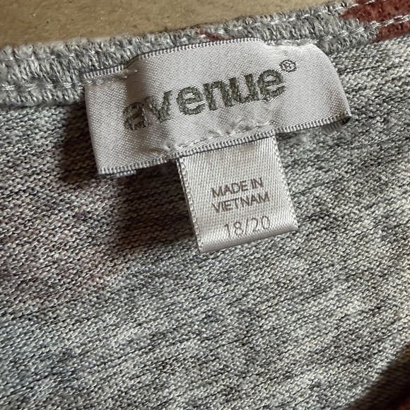 Avenue Women's Size 18/20 Pullover Blouse Floral Slit 3/4 Sleeves Gray Knit Top - Picture 5 of 6